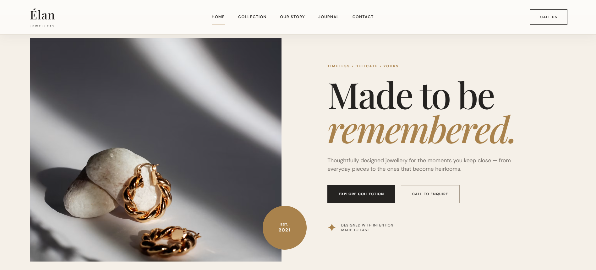 Jewellery brand website preview