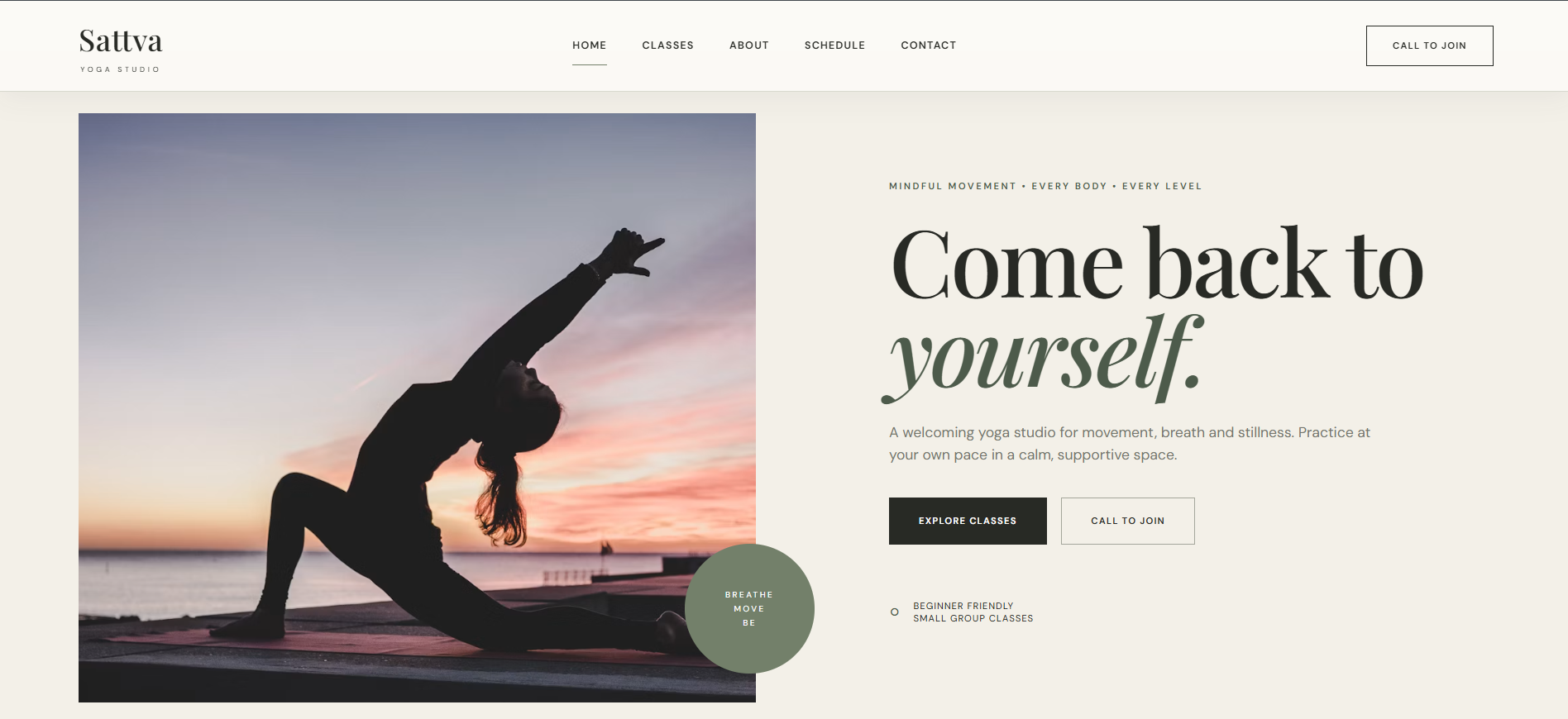 Yoga Studio website preview